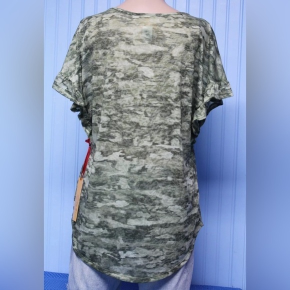 Ruby Rd. Sage Green Sleeveless Top with Ruffle Shoulder Small NWT - Picture 2 of 4